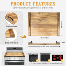 Load image into Gallery viewer, Noodle Board Stove Cover with Handles for Electric, Gas Stove Top (Acacia Wood)