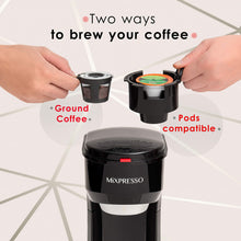 Load image into Gallery viewer, Mixpresso 2 in 1 Coffee Brewer, Single Serve &amp; Personal Coffee Maker, Compact Size Mini, Quick Brew Technology, 14oz Red