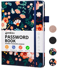Load image into Gallery viewer, Comkiso Password Book with Individual Alphabetical Tabs Laminated, Large Print Password Keeper Book for Seniors, A5 Hardcover Internet Password Log Book to Record Website Login Details - Bloom