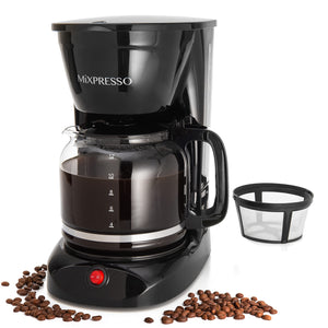 Mixpresso 8-Cup Drip Coffee Maker Programmable, Coffee Pot Machine Including Reusable & Removable Coffee Filter, Black Electric Coffee Maker