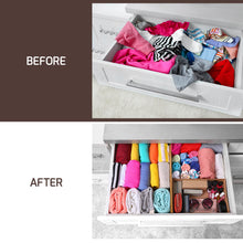 Load image into Gallery viewer, 6 Pack Drawer Dividers 6 Inch High, 11”-17&quot; Adjustable Bamboo Organizers Large Expandable Drawer Separators for Cloths, Dresser, Bedroom, Bathroom, Baby Drawer, Office &amp; Kitchen Utensils (Natural)