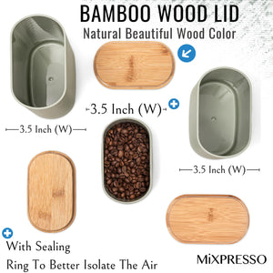 Mixpresso 3 Pcs Olive Green Canisters Sets For The Kitchen, Airtight Plastic Canister With Bamboo Lid, Coffee And Sugar Canister Set, Decorative Sugar Container, Kitchen Decor For Counter