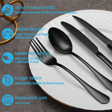 Load image into Gallery viewer, 24 Pcs Silverware Set with Steak Knives Service for 4,Stainless Steel Flatware Set,Mirror Polished Cutlery Utensil Set,Home Kitchen Eating Tableware Set,Include Fork Knife Spoon Set,Dishwasher Safe