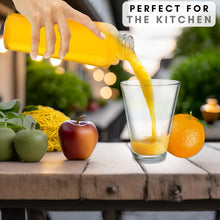 Load image into Gallery viewer, Brieftons Glass Water Bottles With Caps: Clear, 6 Pack, 18 Oz, Leakproof Lids, Premium Soda Lime, Best As Reusable Drinking Bottle, Sauce Jar, Juice Beverage Container, Kefir Kit, With Cleaning Brush