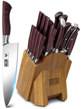 Load image into Gallery viewer, Kitchen Knife Set with Block 18-Piece, Super Sharp High Carbon Stainless Steel Chef Knife Set, Professional Cutlery Knife Set with Sharpener