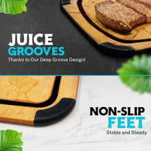 Load image into Gallery viewer, Dishwasher Safe Cutting Boards for Kitchen - 2 Piece Large Composite Wood Cutting Board Set with Non-Slip Feet and Juice Groove (14.5&quot; x 11&quot; and 11.7&quot; x 9.3&quot;) - Thin, Lightweight, Eco-Friendly