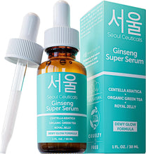 Load image into Gallery viewer, SeoulCeuticals Korean Skin Care Ginseng Serum - K Beauty Skincare with Green Tea + Centella + Royal Jelly - Cruelty Free &amp; Organic for Dewy Glow 1oz