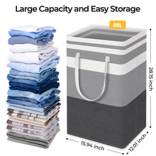 Load image into Gallery viewer, HomeHacks 2 Pack Large Laundry Baskets, Waterproof, Freestanding Laundry Hampers, Collapsible Clothes Hamper with Reinforced Handles in Laundry Room, College Dorm, Bathroom, Bedroom (Grey, 75Lx2)