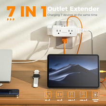 Load image into Gallery viewer, Surge Protector Outlet Extender, TESSAN Multi Plug Splitter with 4 Electrical Outlets 3 USB Ports(1 USB C), Multiple Plug Mini Wall Expander for Home Bathroom Office Dorm Room Essentials