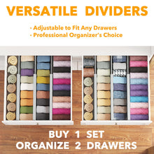 Load image into Gallery viewer, SpaceAid Bamboo Dresser Drawer Dividers 6 Pack, 4.65“ High Adjustable 12.5“-17” Drawer Organizers, Expandable Organization for Clothing, Clothes, Dressers, Natural