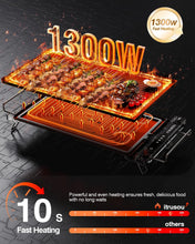 Load image into Gallery viewer, Electric Warming Tray Versatile Food Warmer for Gatherings,Parties,Everyday Use and Electric Griddle-Fast Heating in 10S, 18x10&quot; Die-Cast Nonstick Plate, Foldable Design