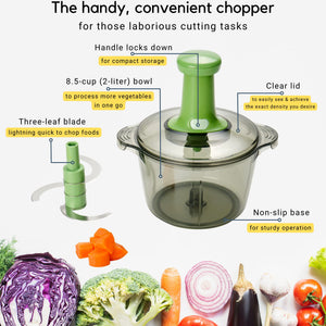 Brieftons Express Manual Food Chopper: 6.8-Cup, Hand Chopper Vegetable Cutter to Chop Veggies, Fruits, Herbs, Garlic Onion Chopper for Salsa, Salad, Pesto, Hummus, Guacamole, Coleslaw, Indian Cooking