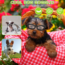 Load image into Gallery viewer, UV Protection Sunglasses for Small Breed Dogs, Windproof Anti-Fog Eye Protection Goggles, Pet Glasses for Puppy With Adjustable Strap (Black)
