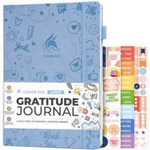 Load image into Gallery viewer, Clever Fox Gratitude Journal – Happiness, Positivity &amp; Affirmation Daily Journal – Inspirational Daily Notebook – 3 Months, A5 (Aquamarine)