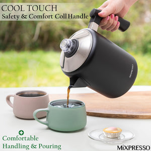 Mixpresso Stainless Steel Stovetop Coffee Percolator, 52 oz Classic Percolator Coffee Pot, Excellent As Camping Pot, 12 Cup Stainless Steel Camping Coffee Makers, Cool-Touch Handle.