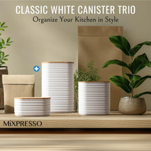 Load image into Gallery viewer, Mixpresso 3 Pcs Olive Green Canisters Sets For The Kitchen, Airtight Plastic Canister With Bamboo Lid, Coffee And Sugar Canister Set, Decorative Sugar Container, Kitchen Decor For Counter