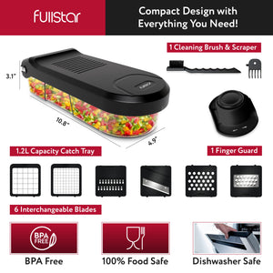 Fullstar Vegetable Chopper, Mandoline Slicer - Cheese Grater, Food Chopper with Container, Kitchen Gadgets, Home Essentials (6-in-1, White/Black)