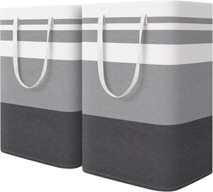 HomeHacks 2-Pack Large Laundry Basket and Rolling Laundry Basket for Organizing, Clothing, Bedroom, Comforter, Closet, Dorm Bundle