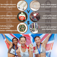 Load image into Gallery viewer, JupDec Medal Hanger Display Honeycomb Holder for Wall, Artistic Showcase Wooden Frame Medal Case with Strong Magnetic Wall-mounted Hexagon Combination Stand, for Sports Marathon Championships, Brown