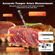Load image into Gallery viewer, Wireless Meat Thermometer-Multi Sensors Digital Food Thermometer with Ultra-Thin Probes, App&amp;Host Control- Accuracy Bluetooth Meat Thermometer for BBQ, Oven, Grill, Smoker