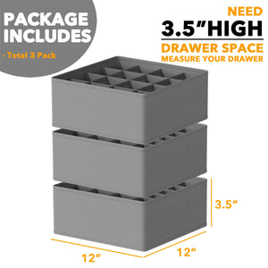 SpaceAid Drawer Organizer Clothes, 12 Pack Dresser Organizer Bins for Nursery, Closet Organization and Storage Dividers for Clothing, Baby Clothes, Underwears, Socks (Black)