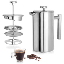 Load image into Gallery viewer, Mixpresso Stainless Steel French Press Coffee Maker 27 Oz 800 ml, Double Wall Insulated French Press Stainless Steel &amp; Tea Brewer Easy Clean &amp; Easy Press Strong Quality Metal Coffee Press.