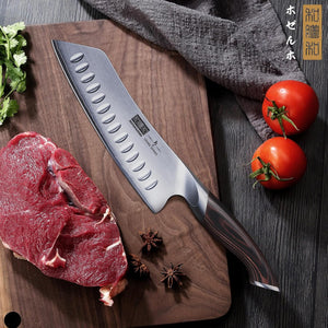 7 Inch Japanese Chef Knife, Ultra Sharp High Carbon Stainless Steel Kitchen Knife, Professional Santoku Knives with Ergonomic Pakkawood Handle