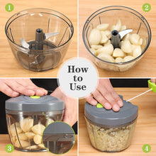 Load image into Gallery viewer, Manual Food Chopper Vegetable Cutter, Hand String Vegetable Chopper Onions Cutter for Vegetable Fruits Nuts BPA Free Food Safe Material, 550ml Gray