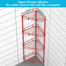 Load image into Gallery viewer, 4 Tier Floor Standing Corner Shower Caddy Organizer Shelf with Hooks, Bathroom Shelves Stand Rack, Black
