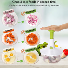 Load image into Gallery viewer, Brieftons Express Manual Food Chopper: 6.8-Cup, Hand Chopper Vegetable Cutter to Chop Veggies, Fruits, Herbs, Garlic Onion Chopper for Salsa, Salad, Pesto, Hummus, Guacamole, Coleslaw, Indian Cooking