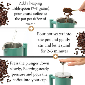 Mixpresso Stainless Steel French Press Coffee Maker 27 Oz 800 ml, Double Wall Insulated French Press Stainless Steel & Tea Brewer Easy Clean & Easy Press Strong Quality Metal Coffee Press.