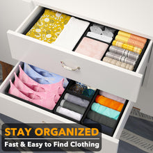Load image into Gallery viewer, SpaceAid Drawer Organizer Clothes, 12 Pack Dresser Organizer Bins for Nursery, Closet Organization and Storage Dividers for Clothing, Baby Clothes, Underwears, Socks (Black)