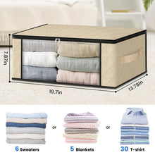 Load image into Gallery viewer, HomeHacks Storage 3-Pack Clothes Organizer Storage Bags Foldable Storage Box with Large Clear Window Sturdy Handles for Closet, Dorm, Pillows, Bedding, Clothes, Blankets, 35L, Gray
