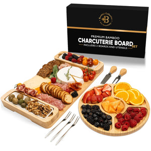 Bambüsi Charcuterie Board Gift Set - Cheese Board & Serving Tray - Bamboo Charcuterie Boards - Gifts for Women - Housewarming Gifts for New Home, Mothers Day and Wedding Gifts for Couples 2025