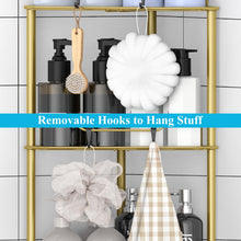 Load image into Gallery viewer, 4 Tier Floor Standing Corner Shower Caddy Organizer Shelf with Hooks, Bathroom Shelves Stand Rack, Black