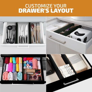 4 Pack Drawer Dividers Bamboo 2.6" High, 16-22" Adjustable Drawer Organizers for Clothes, Expandable Dresser Separators in Bedroom/Bathroom/Kitchen/Office Organization and Storage (Natural)