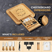 Load image into Gallery viewer, Charcuterie Board Gift Set - Bamboo Cheese Board and Knife Set - Housewarming Gifts for New Home, Wedding Gifts for Couples 2025, Bridal Shower Gifts, Birthday Gifts for Women