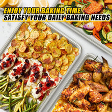 Load image into Gallery viewer, Commercial Quality Baking Sheet Pan Set, Natural Aluminum Cookie Sheet, Umite Chef Warp Resistant Nonstick Baker&#39;s Half Sheet Pan, Large Thick Cookie Tray Pans for Baking, Roasting(2 Pack, 18X13In)