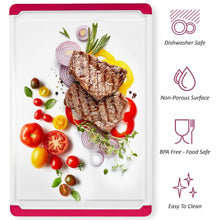Load image into Gallery viewer, Large Cutting Boards for Kitchen - 18 x 12 Inch Plastic Dishwasher Safe Cutting Board with Deep Juice Groove - Non-Slip, Durable Carving Board for Vegetables, Fruits and Meats