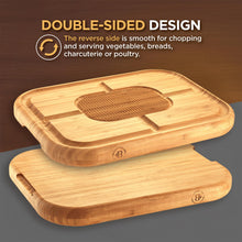 Load image into Gallery viewer, Wood Cutting Board - 3 Piece Bamboo Cutting Board Set, Wooden Cutting Boards for Kitchen with Deep Juice Groove, Side Handles - Wood Chopping Boards for Meal Prep, Meat, Vegetables, Cheese Charcuterie