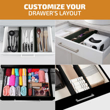 Load image into Gallery viewer, 4 Pack Drawer Dividers Bamboo 2.6&quot; High, 16-22&quot; Adjustable Drawer Organizers for Clothes, Expandable Dresser Separators in Bedroom/Bathroom/Kitchen/Office Organization and Storage (Natural)