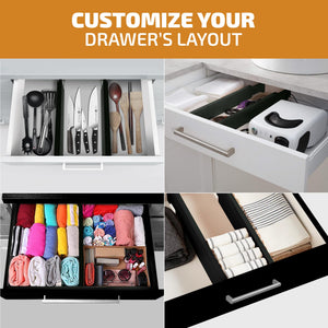 4 Pack Drawer Dividers Bamboo 2.6" High, 16-22" Adjustable Drawer Organizers for Clothes, Expandable Dresser Separators in Bedroom/Bathroom/Kitchen/Office Organization and Storage (Natural)