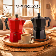 Load image into Gallery viewer, Mixpresso 3 Cup Moka Pot Coffee Maker for Gas, Electric Stove Top, Classic Italian Espresso Maker, Stovetop for Camping, Makes 5 Oz Cuban Coffee
