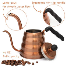 Load image into Gallery viewer, Mixpresso Gooseneck Pour Over Coffee Kettle, Barista Pour Control Design For Coffee &amp; Tea High-Grade Stainless Steel 1.2 Liter (40 Oz) Drip Coffee Induction Cooker, Copper Stovetop Kettle