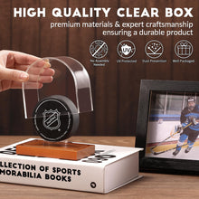 Load image into Gallery viewer, JupDec Baseball Display Case - Clear Cube Baseball Holder with Wooden Base, Autograph Stand Box for Single Ball, Acacia Wood, Brown, 1 Pack