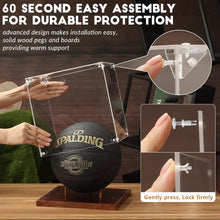 Load image into Gallery viewer, JupDec Jersey Frame &amp; Basketball Display Case, Large Clear Acrylic Shadow Box with UV Protection Wooden Showcase,Idea Gift for Sports Fans