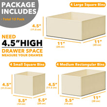 Load image into Gallery viewer, SpaceAid Drawer Organizer Clothes, 12 Pack Dresser Organizer Bins for Nursery, Closet Organization and Storage Dividers for Clothing, Baby Clothes, Underwears, Socks (Black)