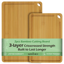 Load image into Gallery viewer, Bamboo Cutting Board, Durable Wood Cutting Boards for Kitchen with Deep Juice Grooves &amp; Built-in Handles, Ideal Charcuterie &amp; Chopping for Meat, Vegetables and Fruits Ideal Kitchen Gifts