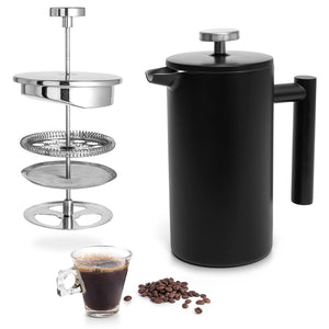 Mixpresso Stainless Steel French Press Coffee Maker 27 Oz 800 ml, Double Wall Insulated French Press Stainless Steel & Tea Brewer Easy Clean & Easy Press Strong Quality Metal Coffee Press.