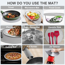 Load image into Gallery viewer, 10 Inch Microwave Food Cover &amp; Collapsible Silicone Mat - Splatter Guard, Plate Holder &amp; Kitchen Colander for Meal Prep, Charcoal